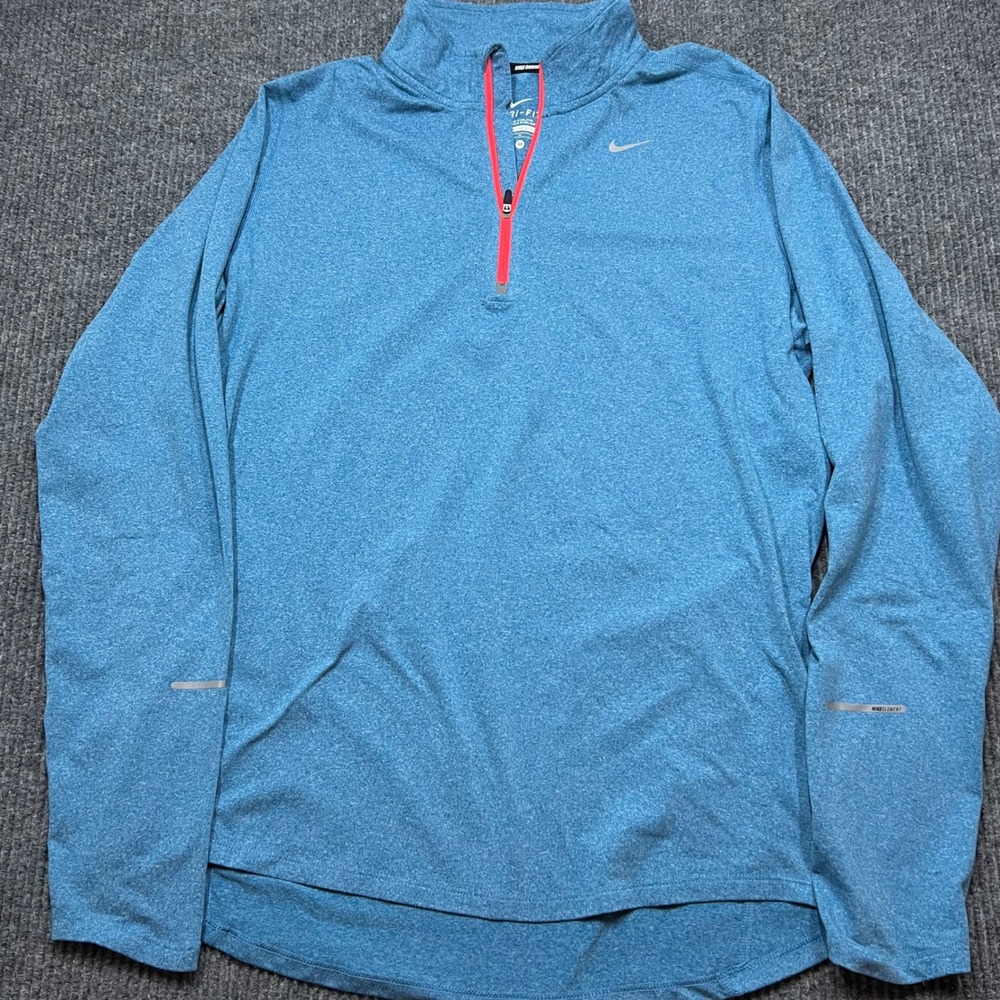 Nike Running Dri-FIT Element 1/4 Zip Pullover Blue Mens Medium 504606-413 ADV - Picture 2 of 9